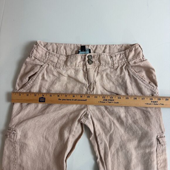 Cynthia Rowley Women's 100% Linen Cargo Pants Adjustable Length Beige Size 4 - Picture 6 of 10
